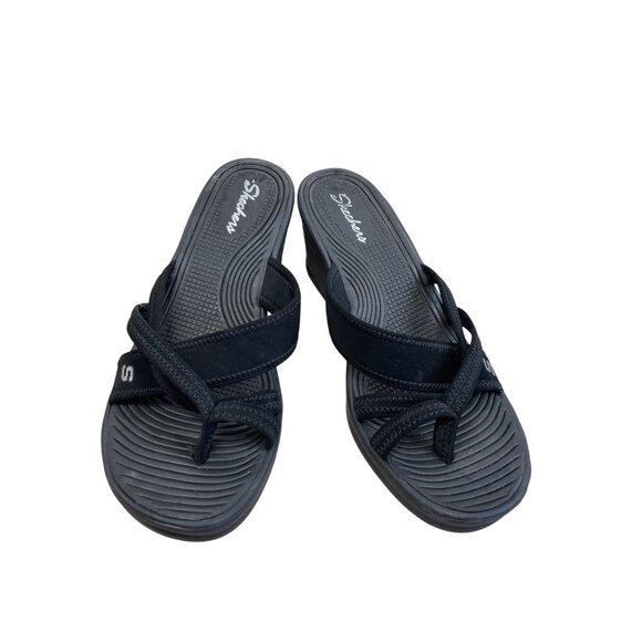 Skechers Womens Black Wedge 2.5" Heel Slip-On Sandals Size 9 SKU 8349 - Picture 15 of 15